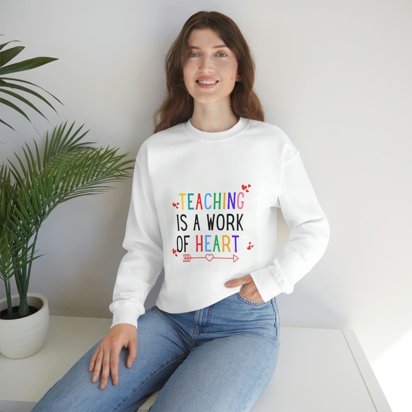 "Teaching is a Work of Heart" Unisex Heavy Blend™ Crewneck Sweatshirt